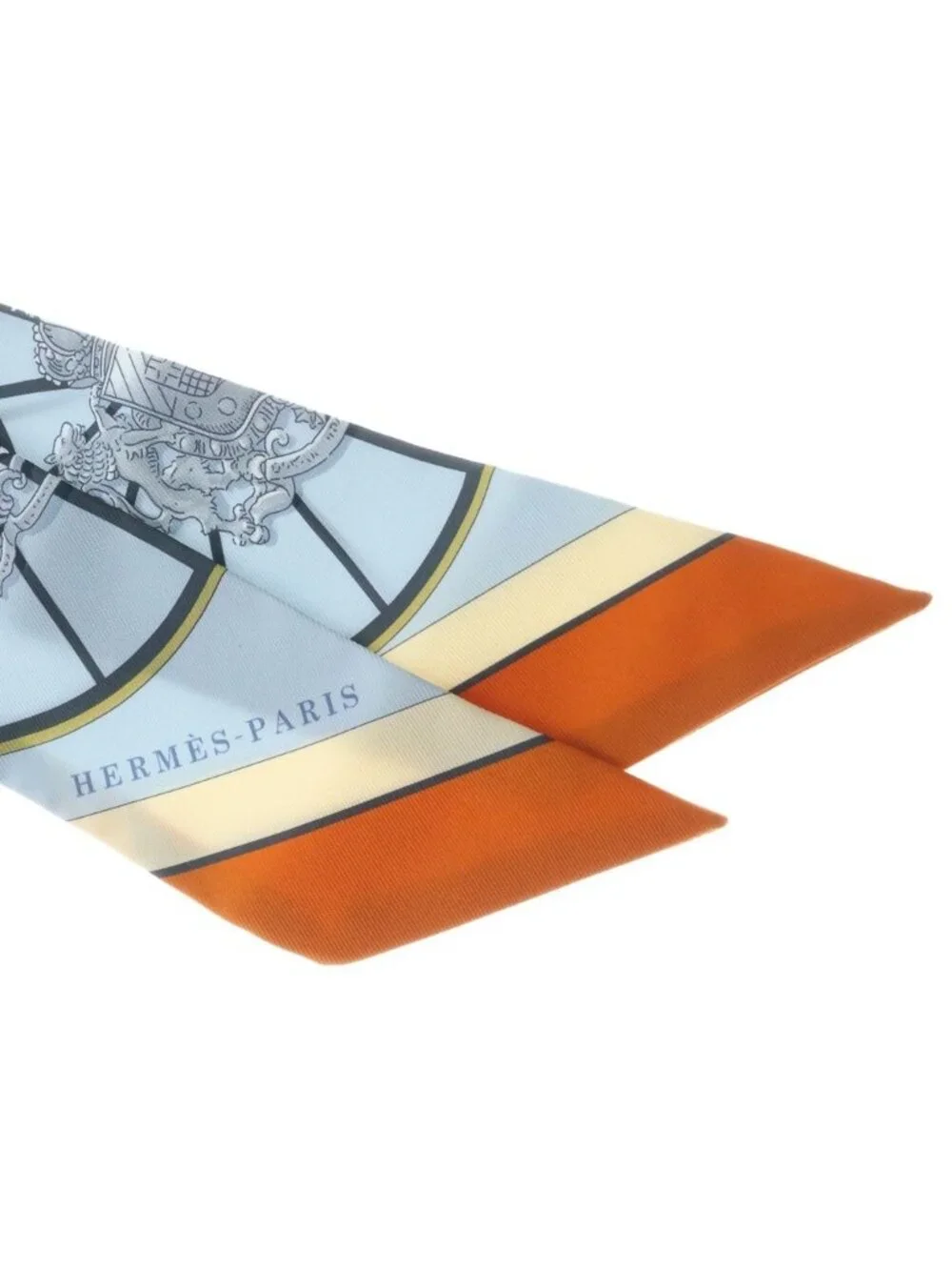 Hermes Twilly Spring Scarf Silk White Orange Blue